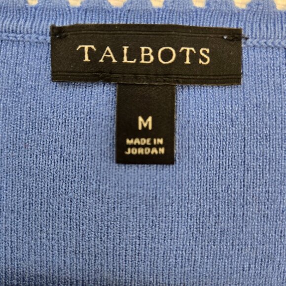 Talbots Scalloped Neckline Puff Sleeve Short Sleeve Sweater Size Medium - Picture 3 of 5